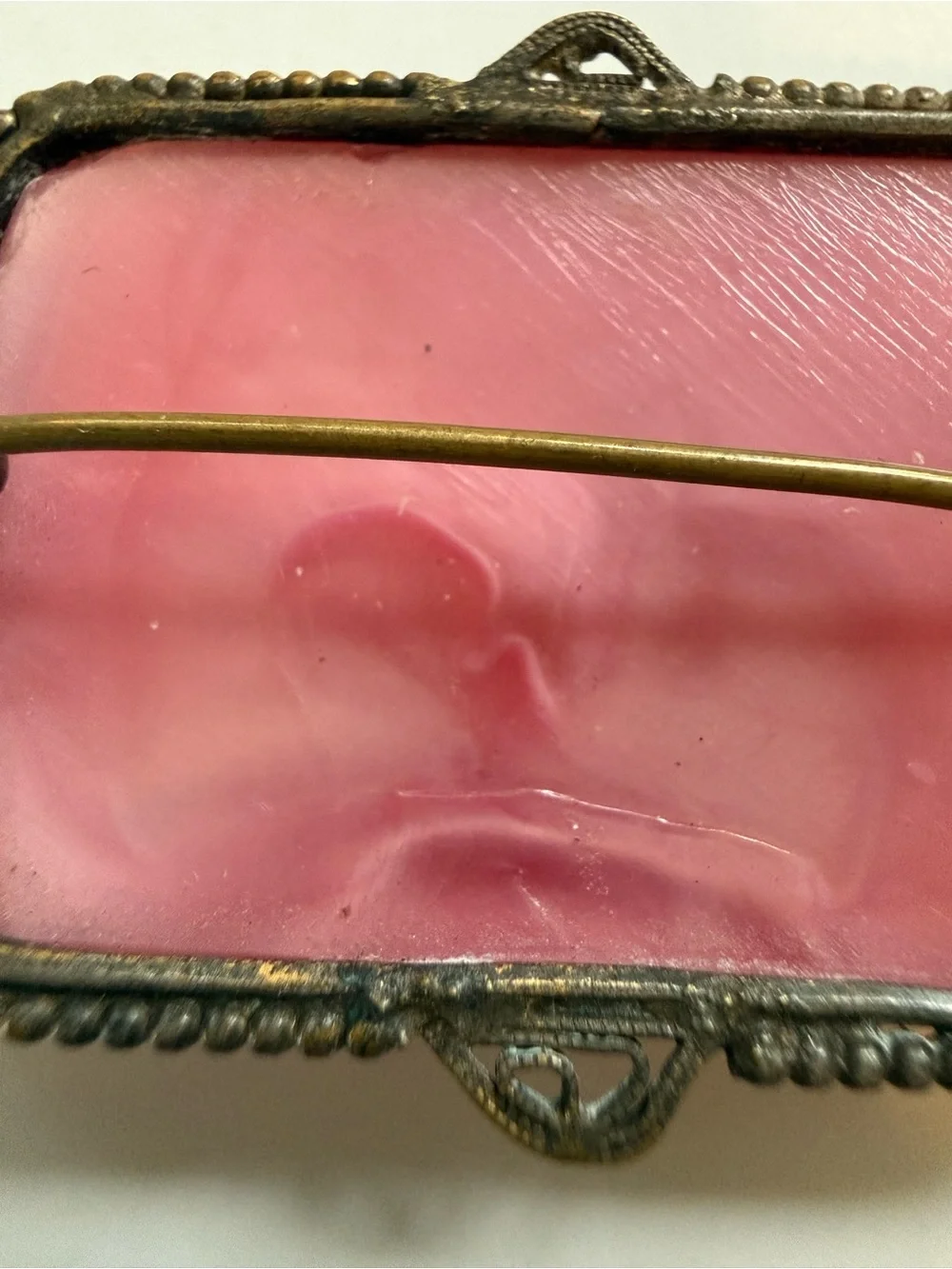 Antique Pink Glass Cabochon Brooch